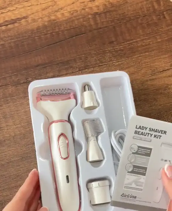 Shaving Machine for Women — 4-in-1 Lady Shaver for Bikini Line, Underarms, Face & Nose